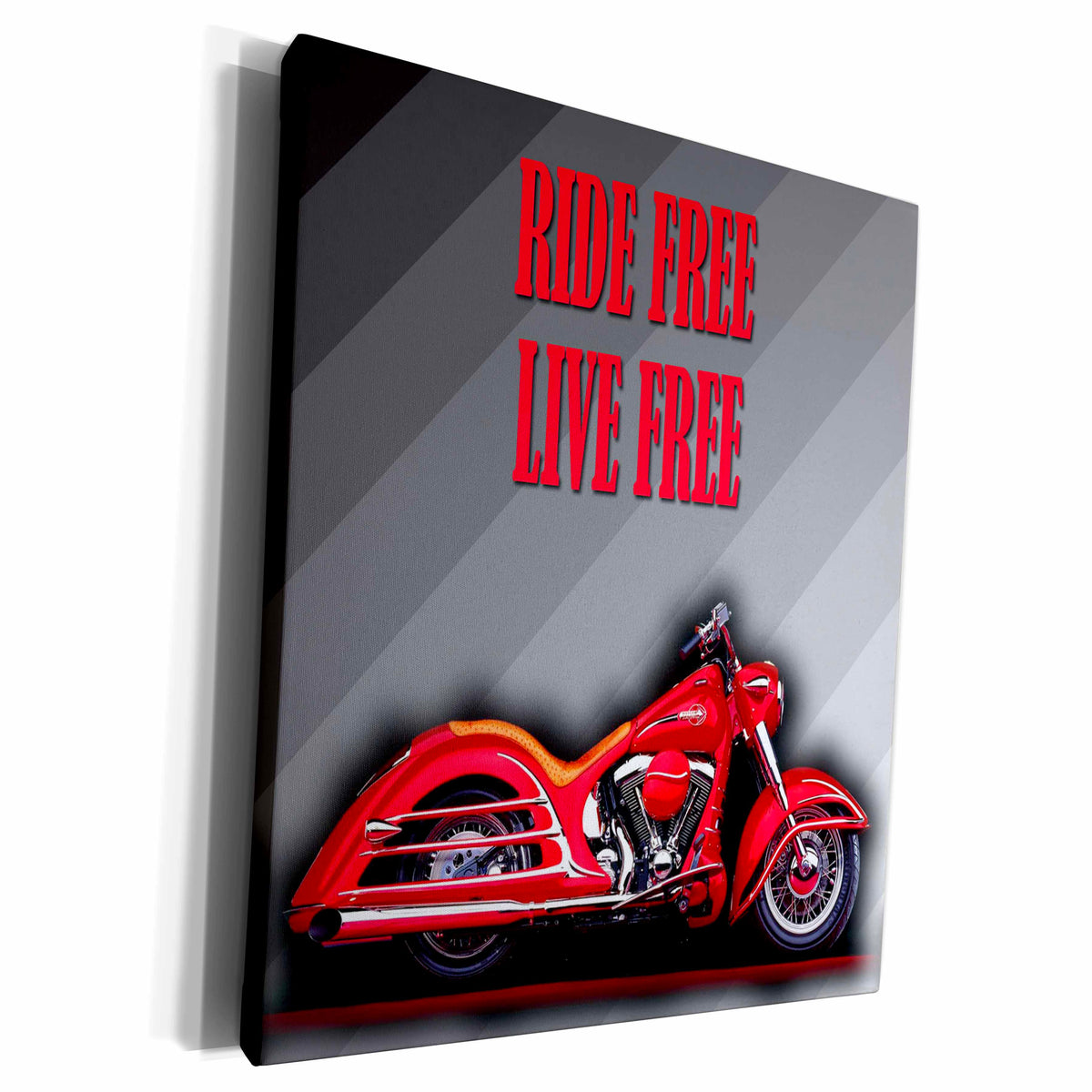 3dRose Ride free, Live free. Red bike. Cool design. - Museum Grade Canvas Wrap (cw_233914)