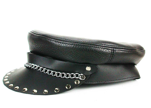 Biker Cap Soft Studded Flat Cap