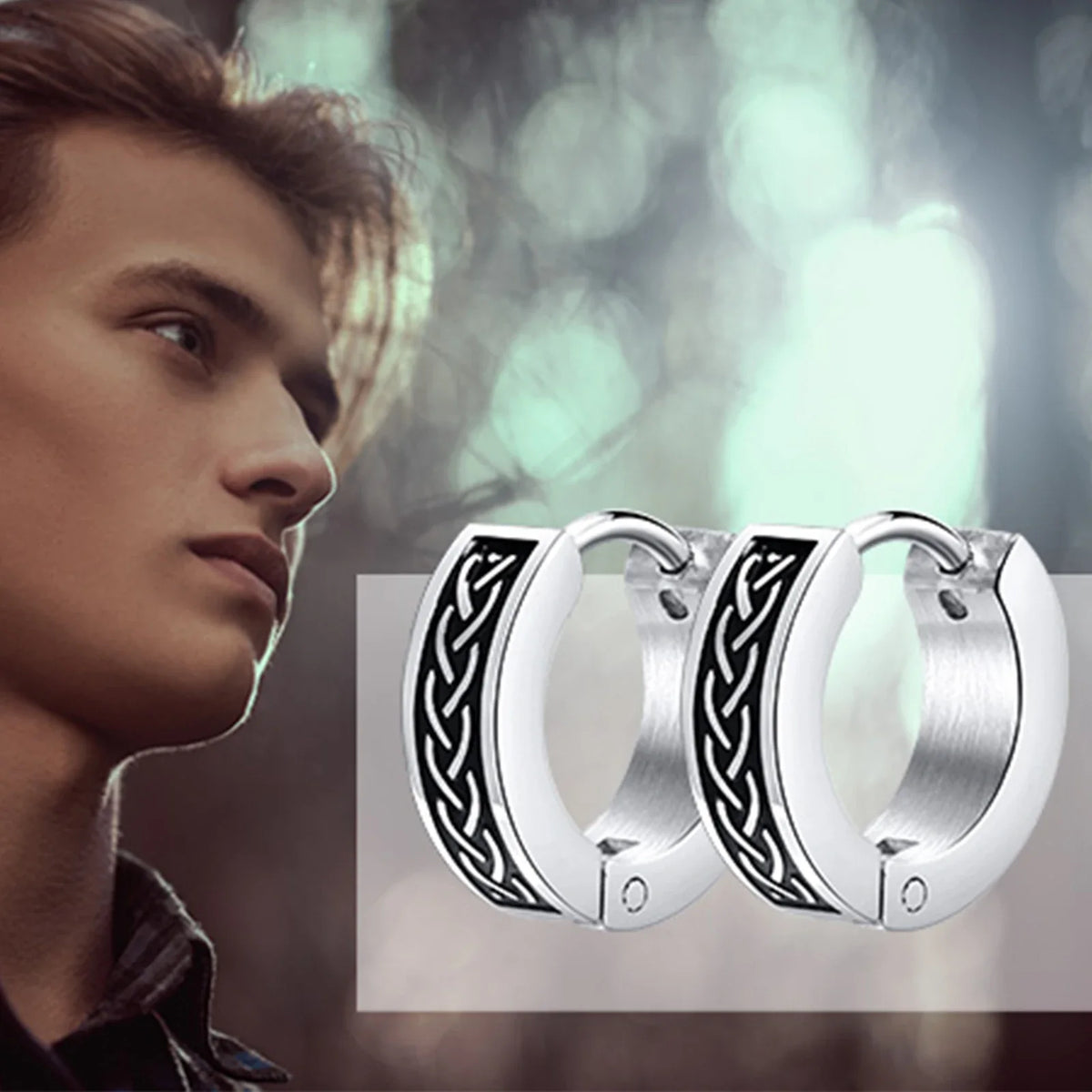 Mens Celtic Knot Hoop Earrings | Hypoallergenic Stainless Steel