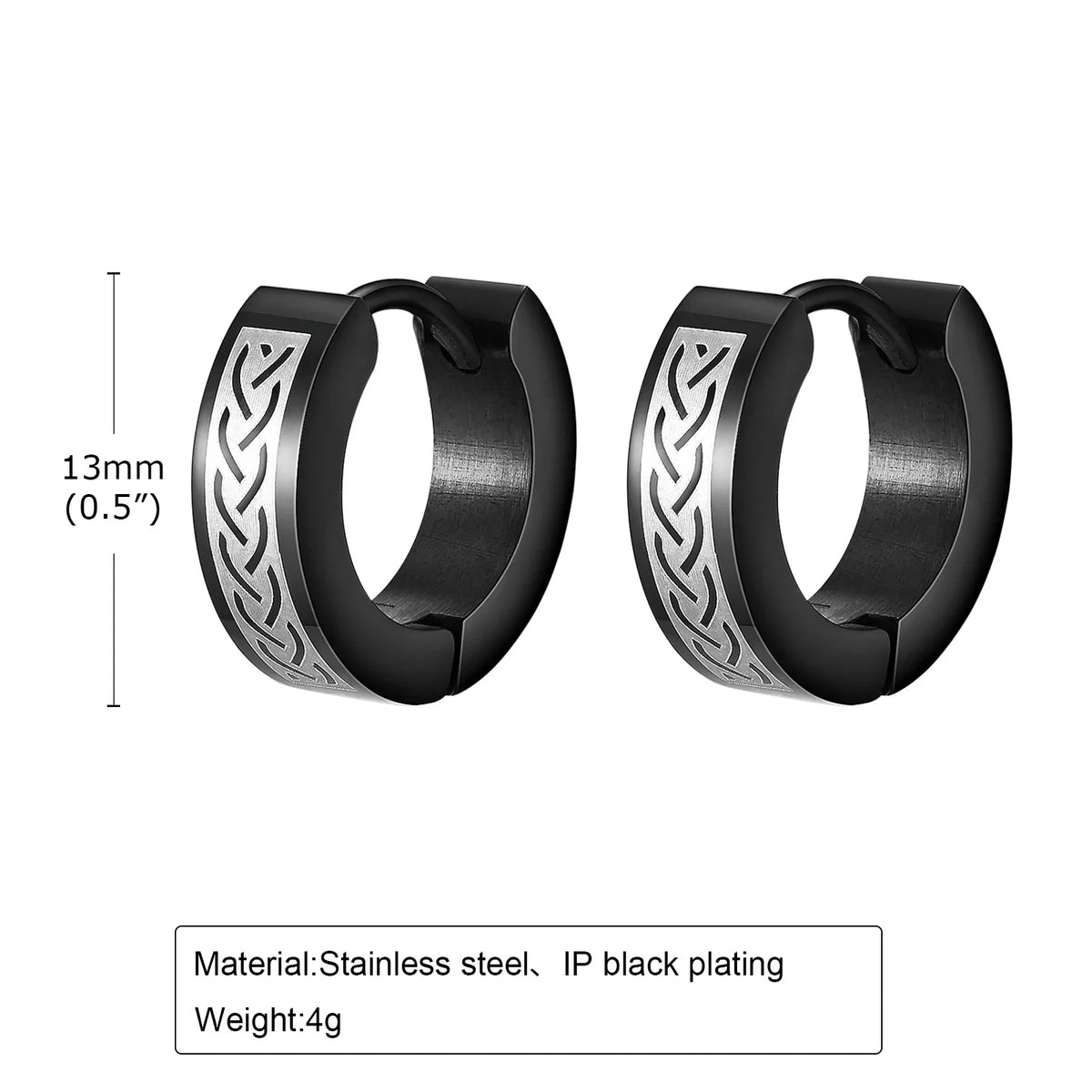 Mens Celtic Knot Hoop Earrings | Hypoallergenic Stainless Steel