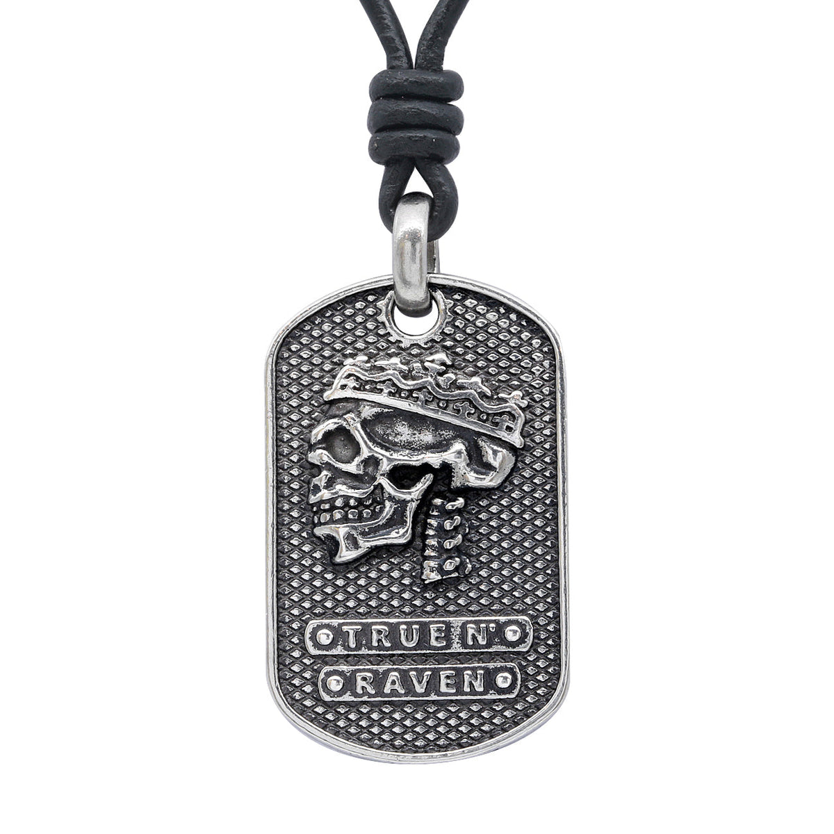 Steel Skull King Black Leather Necklace Adjustable Pendant